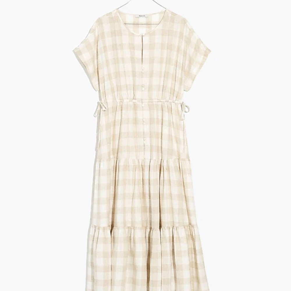 Madewell Button-Front Tiered Midi Dress: Gingham Edition (NWOT)